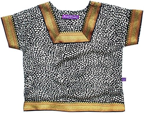 Indian Kameez Shirt for Baby Girl - 100% Silk Crepe de Chine - Animal Print - 0-12 Months