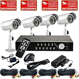 Best Price VideoSecu 4 CH CCTV Security Camera DVR System H.264 Network Embedded Real Time Remote View Digital Video Recorder Complete Surveillance System, including 1 Stand Alone DVR with 1000GB SATA Hard Drive, 4 Security Cameras with Audio, 4 Camera Extension Cables, 1 of 4 CH Power Supply, 4 Security Warning Stickers WC8