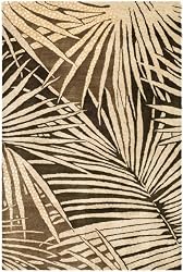 2'6" x 4'3" Rectangular Oscar Isberian Rugs Area Rug Coconut/Brown Color Hand Tufted India "Martha Stewart Collection" Palms Design