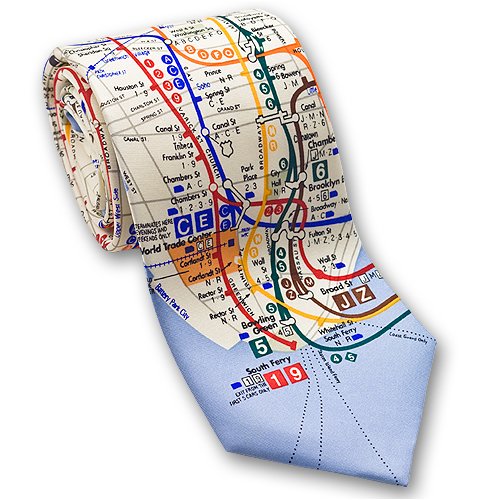 New York City Subway Map - Men's Silk Necktie