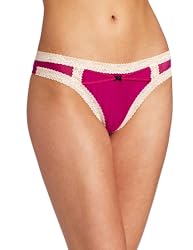 Betsey Johnson Women's Zipper Stripe Lo Rise Wide Side Thong