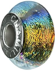 Authentic Chamilia Dichroic Glass Charm Iridescent Collection "Blue Rainbow" OB-172
