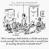 'Am I really that sick, or would I just be wasting the doctors valuable time?' Cartoon print by David Sipress, Published in The New Yorker on 5/14/2001