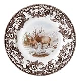 Spode Woodland American Wildlife Collection Winter Scene Salad Plate 8 inch - Elk