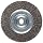 Weiler Vortec Pro Medium Face Wire Wheel Brush, Round Hole, Carbon Steel, Crimped Wire, 6" Diameter, 0.014" Wire Diameter, 5/8-1/2" Arbor, 1-7/16" Bristle Length, 3/4" Brush Face Width, 6000 rpm