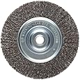 Weiler Vortec Pro Medium Face Wire Wheel Brush, Round Hole, Carbon Steel, Crimped Wire, 6" Diameter, 0.014" Wire Diameter, 5/8-1/2" Arbor, 1-7/16" Bristle Length, 3/4" Brush Face Width, 6000 rpm