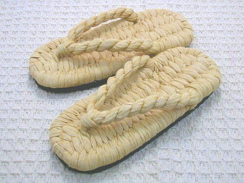 あさぶらタイプ平ソールつき布ぞうり　わらじ色（SJ-27）　Lサイズ