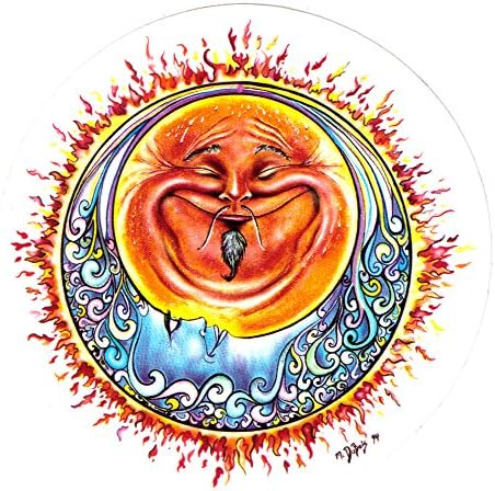 Weird Bizzare Sticker for Windows Mirrors Hippie Crescent Moon Sun Decal Indoor Use Only