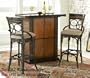Set of 2 30"H Barstools with Rattan Pole Frame in Dark Brown Finish