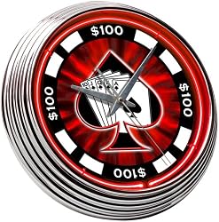 Poker Chip Neon Clock