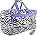World Traveler 22-inch Zebra Print Duffle Bag, Black and White with Purple Trim