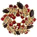 Gold Tone Ruby Red Rhinestone Wreath Pin Brooch