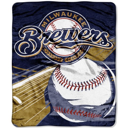 MLB Milwaukee Brewers 50-inch-by-60-inch Raschel Plush Throw 