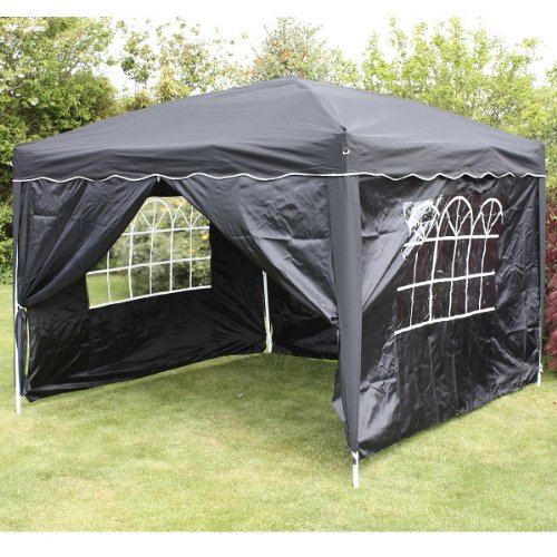 ANDES 3M X 3M FOLDING GAZEBO SIDE WALL PACK 1 DOOR, 2 WINDOWS, 1 WALL BLACK