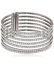 Oroclone "Crystal Set" Plated 7 Row Gap Bangle Bracelet, 2.36"