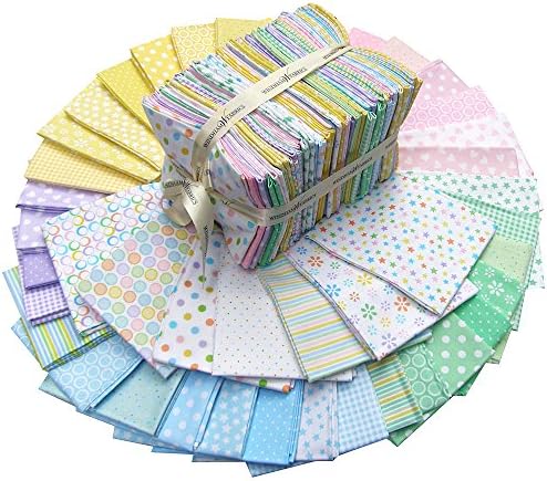 Windham PASTEL BASICS Fat Quarters 42 Precut Cotton Fabric Quilting FQs Bundle Assortment Baum Polka Dots Hearts FATQPB-80