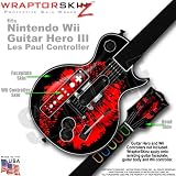 Big Kiss Red on Black Skin fits Wii Guitar Hero III (3) Les Paul Controller (GUITAR NOT INCLUDED) by WraptorSkinz TM