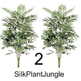 1 lot of 2 Silk Artificial 5 foot Bamboo Palm Tree Plants each with 1020 leaves and 9 stalks