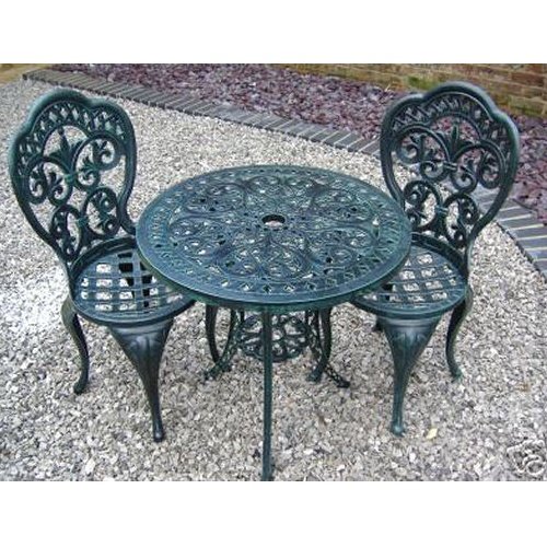 Home & Garden Direct Cast Aluminium Traditional Cafe Bistro Set Green top Bistro sets Home & Garden Direct Cast Aluminium Traditional Cafe Bistro Set Green picture