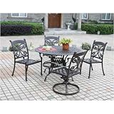 Farfalla 48 Inch Round Cast Aluminum Dining Table Set