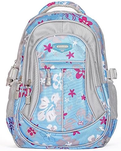 Vanskaps Girl's Classic Sports Hawaiian Floral Children's Backpack, Light Blue