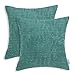 CaliTime Throw Pillow Covers Pack of 2 Comfy Corduroy Corn Striped Waffle Decorative Cushion Cases for Couch Sofa Bed Farmhouse 18 X 18 Inches Teal