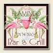 AbsorbaStone Coaster set~Pink Flmingo Bar and Grill ~4 Tile Drink Coasters ~ code 353