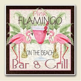 Click here to buy AbsorbaStone Coaster set~ Flamingo ~4 Tile Drink Coasters ~ code 144C by Artworks Home Accents.