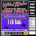 Wild Ride Beef Jerky Cowboy Strips Teriyaki, 16 Ounce Bag
