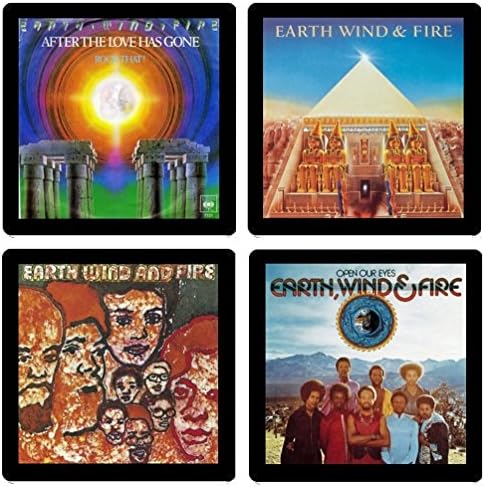 Earth Wind &amp; Fire Coaster Collection- (4) Different Album Covers Reproduced Onto Soft, Absorbent, Collectible Coasters - by N2Pics