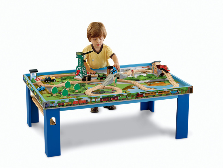 Wooden Railway Play Table Train Thomas Solid Wood Construction Boys