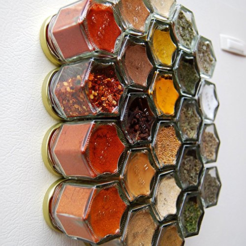 Everything Spice Kit: 24 Magnetic Jars Filled with Standard Organic Spices / Hanging Magnetic Spice Rack. (Silver Lids) Everything Spice Kit: 24 Magnetic Jars Filled with Standard Organic Spices / Hanging Magnetic Spice Rack. (Silver Lids)