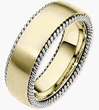 7.5mm 14 Karat Two-Tone Gold Woven Style Wedding Band