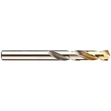 Dormer A022 High-Speed Steel Stub Drill Bit, Bright Finish with TiN-Coated Tip, Round Shank, Spiral Flute, 135 Degree Point Angle