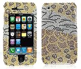 Luxmo Leopard Giraffe Zebra Exotic Pattern Full Diamond Rhinestones Bling Design - Snap On Hard Cover Protector Faceplate Case for AT&T Apple Iphone 3G 3GS
