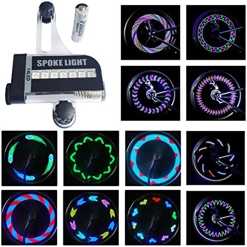 Wiitek Leadbike Cycling Bicycle Wheel LED Spoke Light,14 Full Color LED, with 1xAAA Battery,30 Patterns Transform, IP6 Waterproof,Black