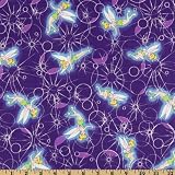 44'' Wide Tinkerbell Bubbles Purple Fabric By The Yard