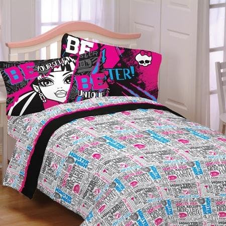 Monster High Ghoulie 5pc Full Comforter & Sheet Set Bedding Collection
