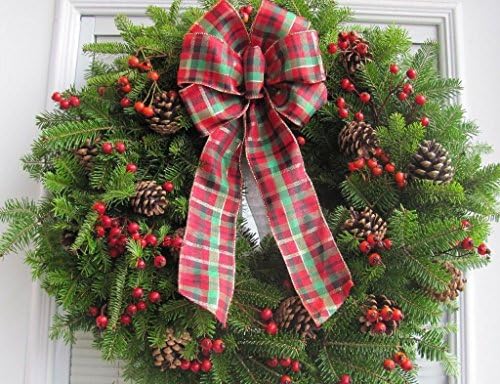 Country Christmas Fresh Balsam And Red Berry Wreath With Plain Cones