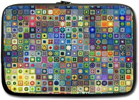 Atnee Unique Cute Flower Latticed Checked Grid Black Color Computer Bag Sleeve Case Cover Protector for Laptop/Notebook/Macbook Pro/Air