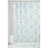 InterDesign Kenzie Floral Fabric Shower Curtain, 72" X 72" - deep Teal