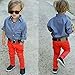 FEITONG 1Set Kids Toddler Boys Handsome Denim T-shirt+Denim Trousers (4 Years, Blue)