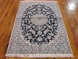 IMAGE OF 3'8 x 5'9 Navy Blue Persian Hand Knotted Wool Nain Rug