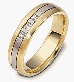 18 Karat Two-Tone Fold Channel Set Diamond Wedding Band Ring