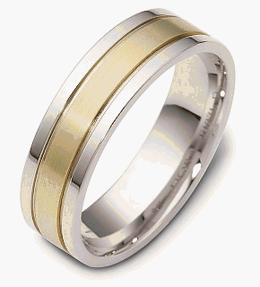Custom Platinum and 18 Karat Gold Comfort Fit 6mm Wedding Band Ring