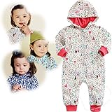 (ハニーブロッサム) HONEYBLOSSOM ベビー 【 可愛い 総柄 フーディ― カバーオール 】 前開き ジップアップ 長袖 綿 ベビー服 女の子 赤ちゃん 0 - 1 歳 ぐらい m201 p