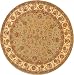 Persian Court Handmade Wool and Silk Rug Light Green Ivory 6' Round Area Rug
