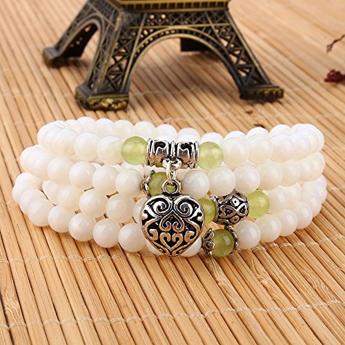Yosoo 108 Tridacna Buddhist Meditation Prayer Bead Mala Necklace Bracelet (green)