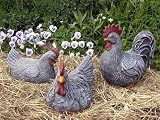 Eigenschaften Tiefes Kunsthandwerk GbR  / Steinfigur Tierfigur Huhn Hahn Gockel set schiefergrau