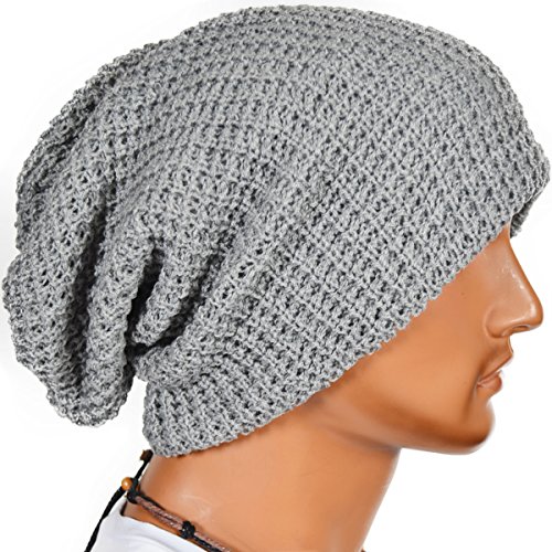 Mens Slouchy Long Beanie Knit Cap for Summer Winter Oversize